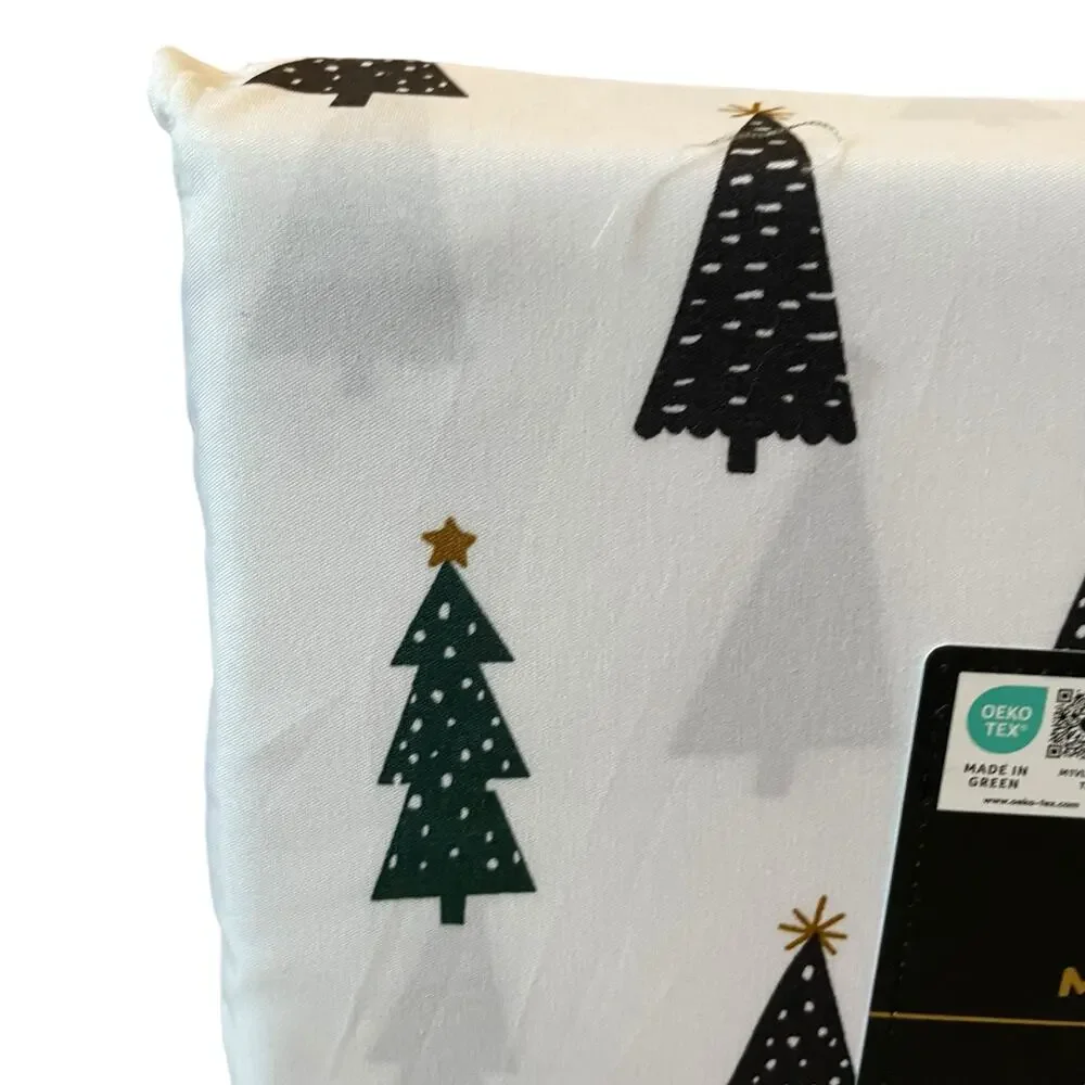 4pc Max Studio Block Christmas Tree Printed Sheet Set FULL Chic Holiday Bedding